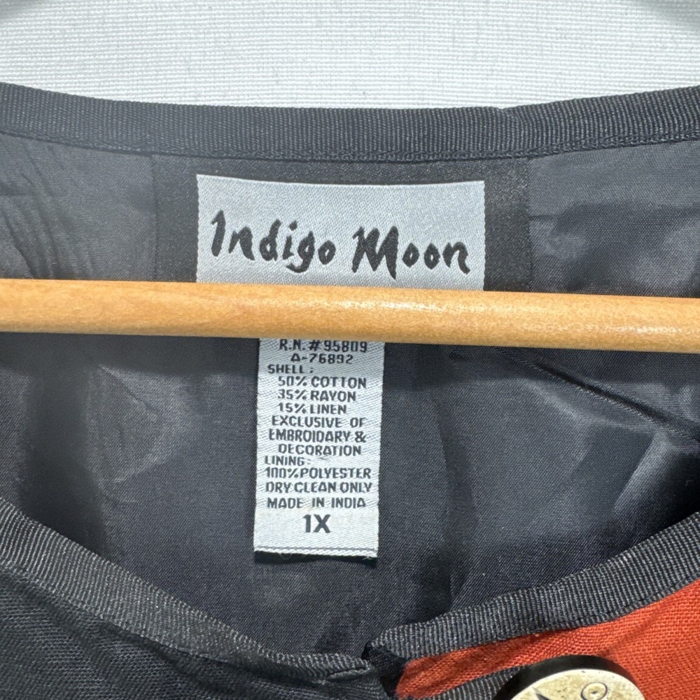 VTG Indigo Moon Patchwork Embroidered Wearable Art Jacket‎ Womens 1X Multi Color - Picture 2 of 11